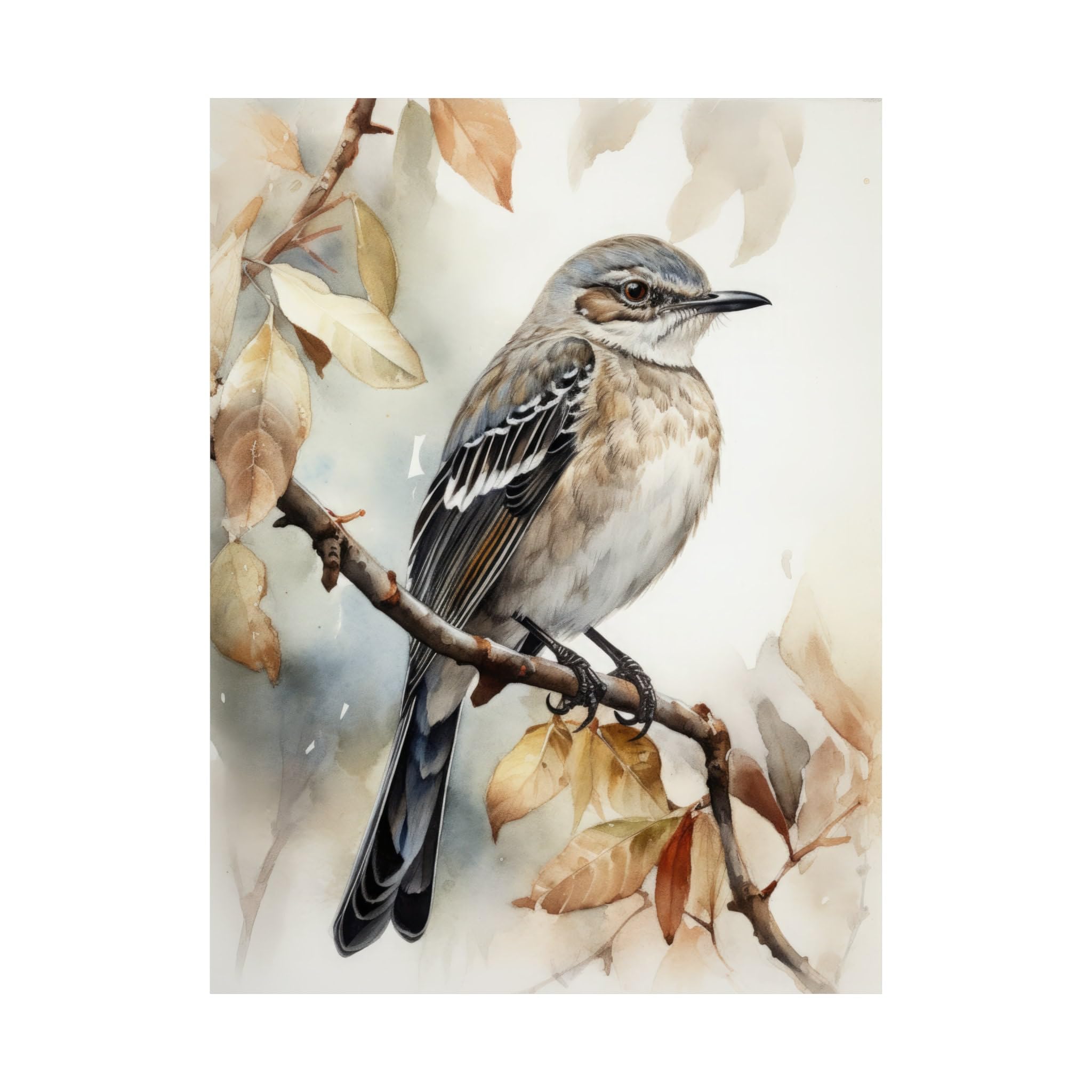 Amazon.com: Northern Mockingbird Bird Art Print, Bird Painting