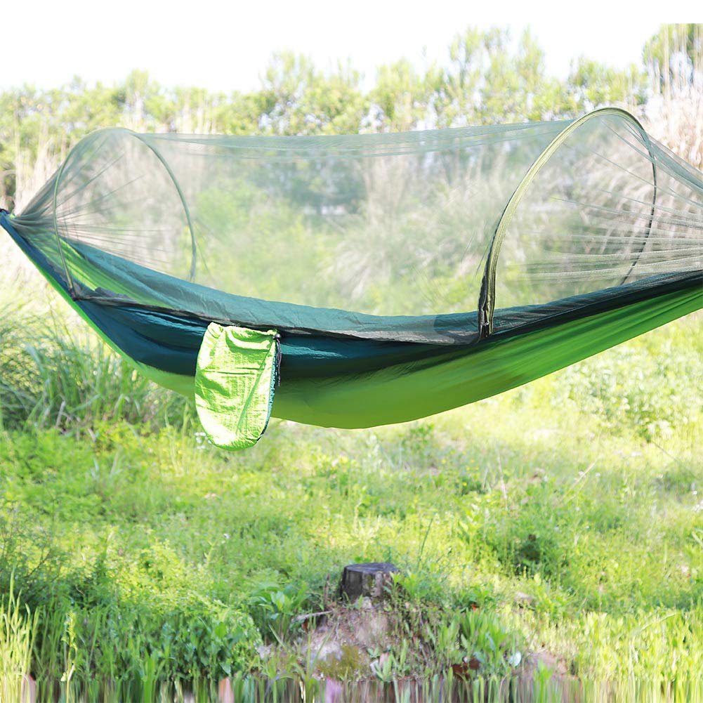 Ouverture Rapide Automatique Portable avec Tente extérieure Simple Double Camping hamac Anti-Moustique Chaise Suspendue 290 * 140 (Vert (Filet Vert))