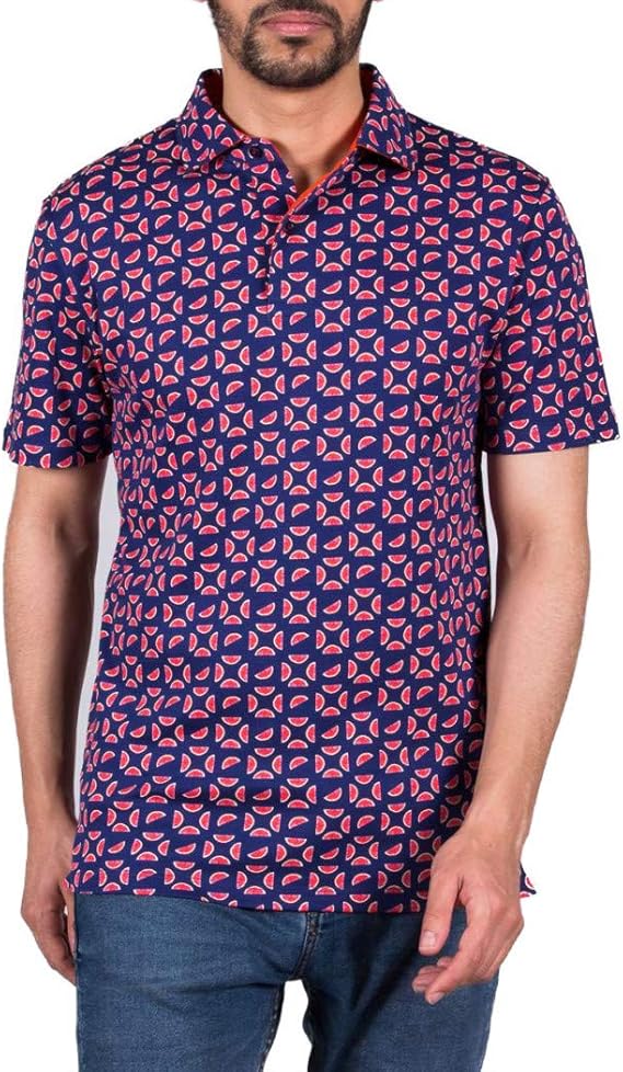 Amazon コトンドゥ Cotondoux メンズ ポロシャツ 半袖 ゴルフウェア テニスウェア 柄シャツ かわいい オシャレ グレープフルーツ 果物 フランス ブランド Mpd59 ポロシャツ 通販