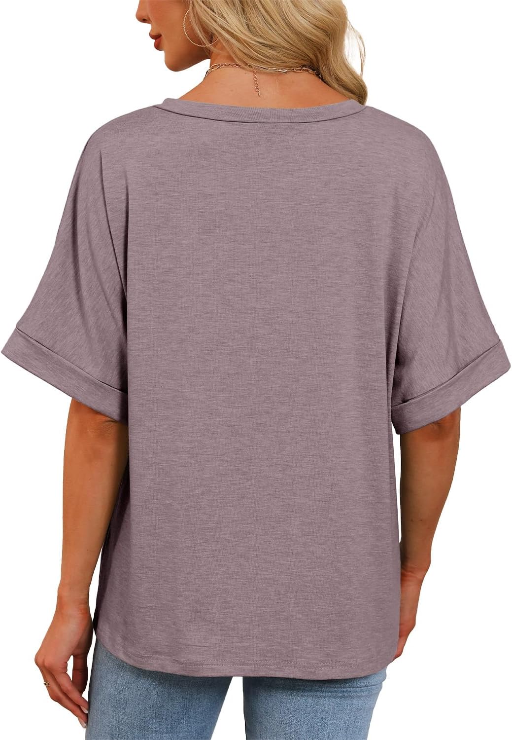 Womens Oversized T Shirts V Neck Loose Fit Shirts Short Sleeve Summer Casual Tops 2025 Trendy Blouses Y2K Plain Tees - Image 4