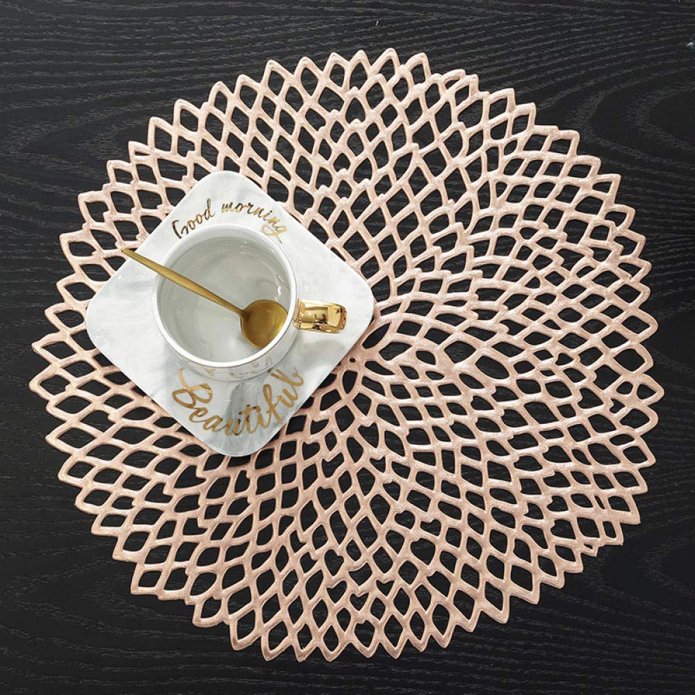 Lklnkvl Rose Gold Shaped 4 Pack Placemats, Table Mat Pvc Placemat Heat Insulation Household Anti-Scald Waterproof Creative Design Mat-4 Colors Mixed(Rose Gold Shaped 4 Pack)