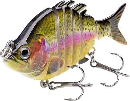 Bassdash SwimPanfish 0.34oz Hard Swimbaits Multi Jointed Topwater Trout Bass Fishing Crank Lure for Freshwater and Saltwater
