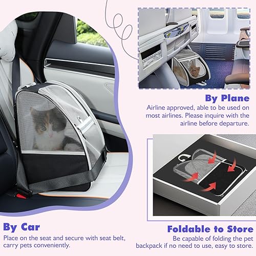 Miniatura 6 de Pawaboo Mochila transportadora grande para gatos, mochila transportadora para perros pequeños y medianos, totalmente ventilada, marco de acero