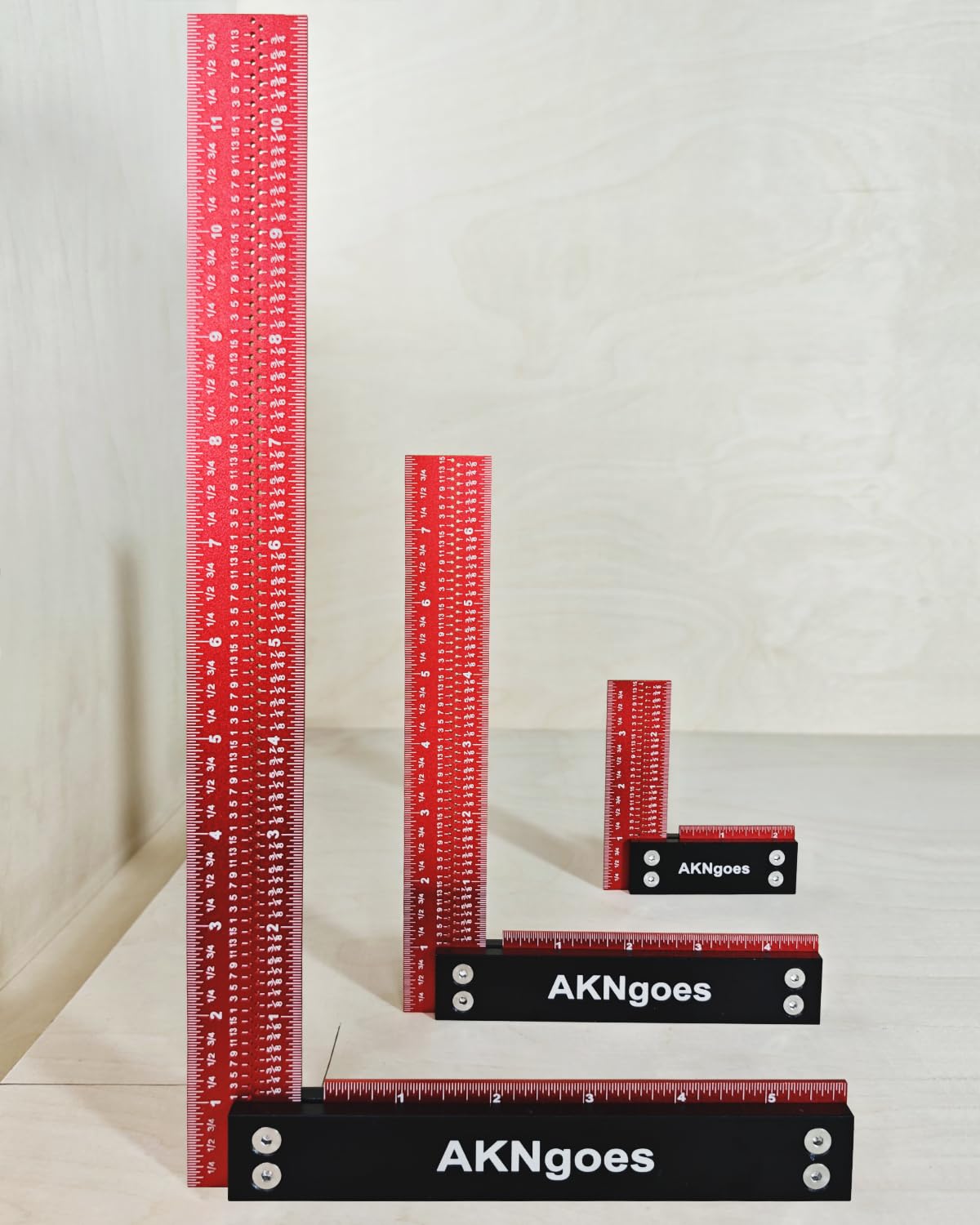 Precision Woodworking Square Ruler for Measuring and Marking, Square Ruler with Support Lip, Self Standing for Quick Measurement, Framing Tool for Professional Carpentry Use - 12 Inch