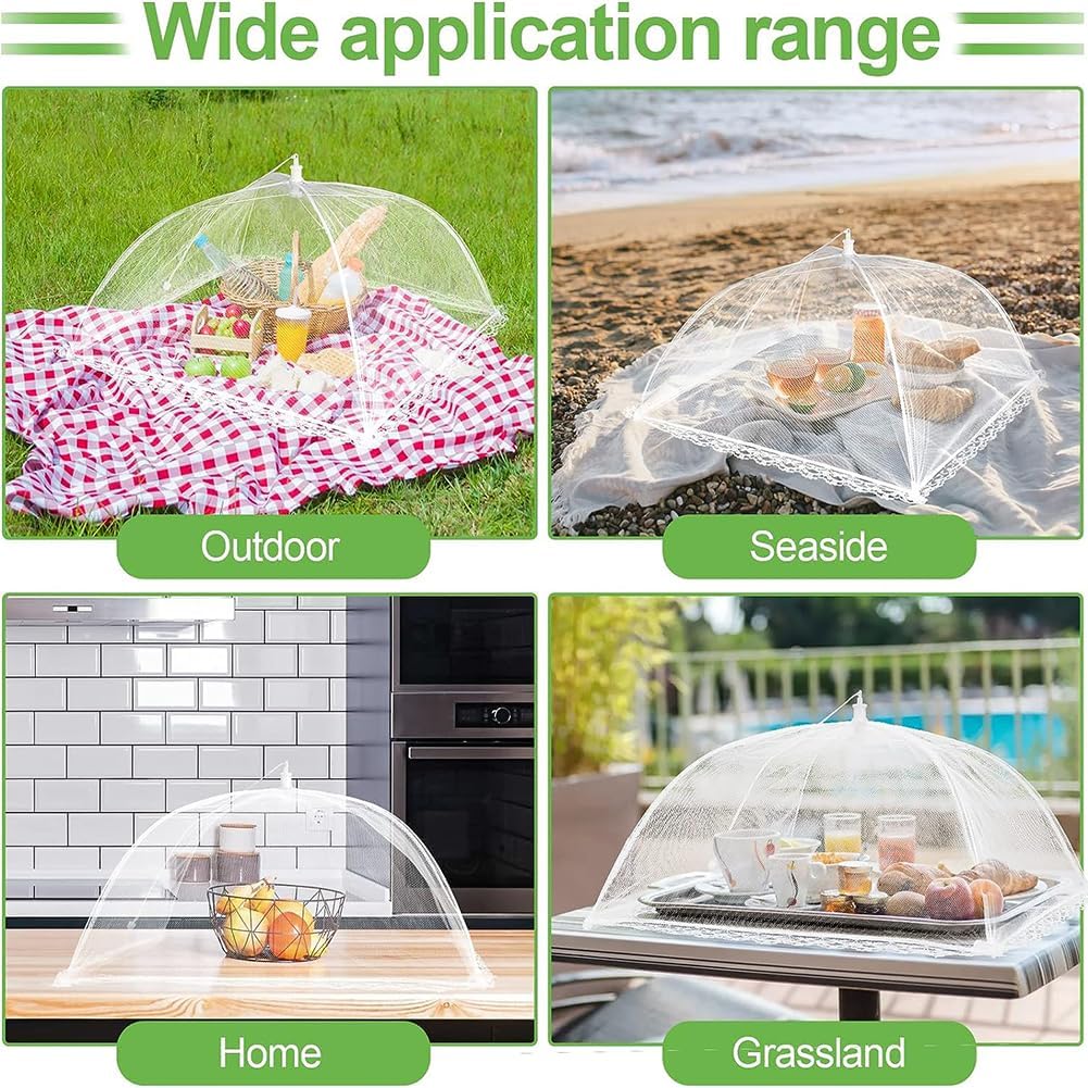 GKDARED 3 Pack 17-Inch Food Cover Tents – Pop-Up Mesh Umbrella Food Covers, Reusable And Collapsible Net Screen Protectors to Keep Out Flies, Bugs, Mosquitoes – Ideal for Outdoor Picnic, BBQ, Parties 2