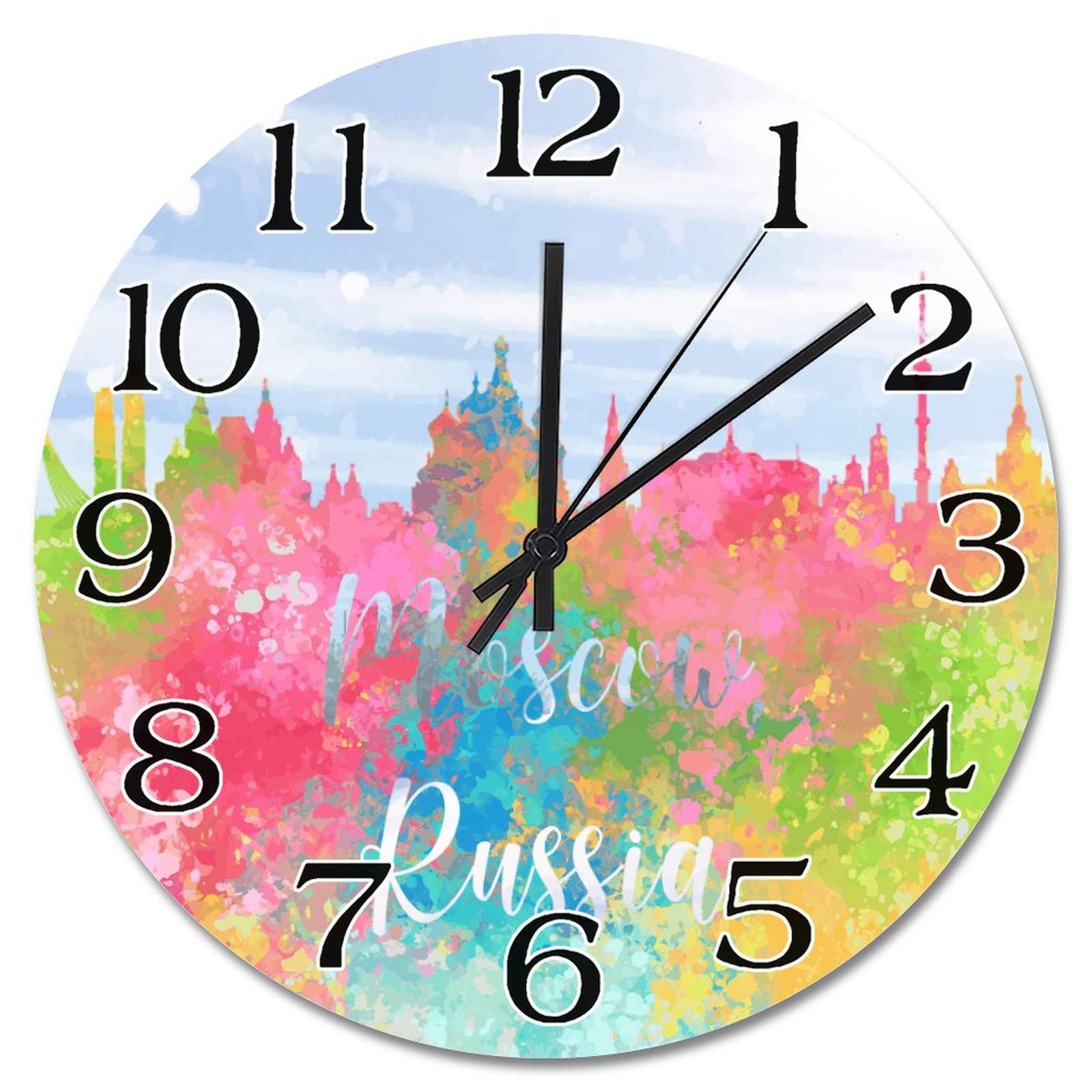 Horloge murale Moscou moderne peinte à piles pour décoration salon 38cm