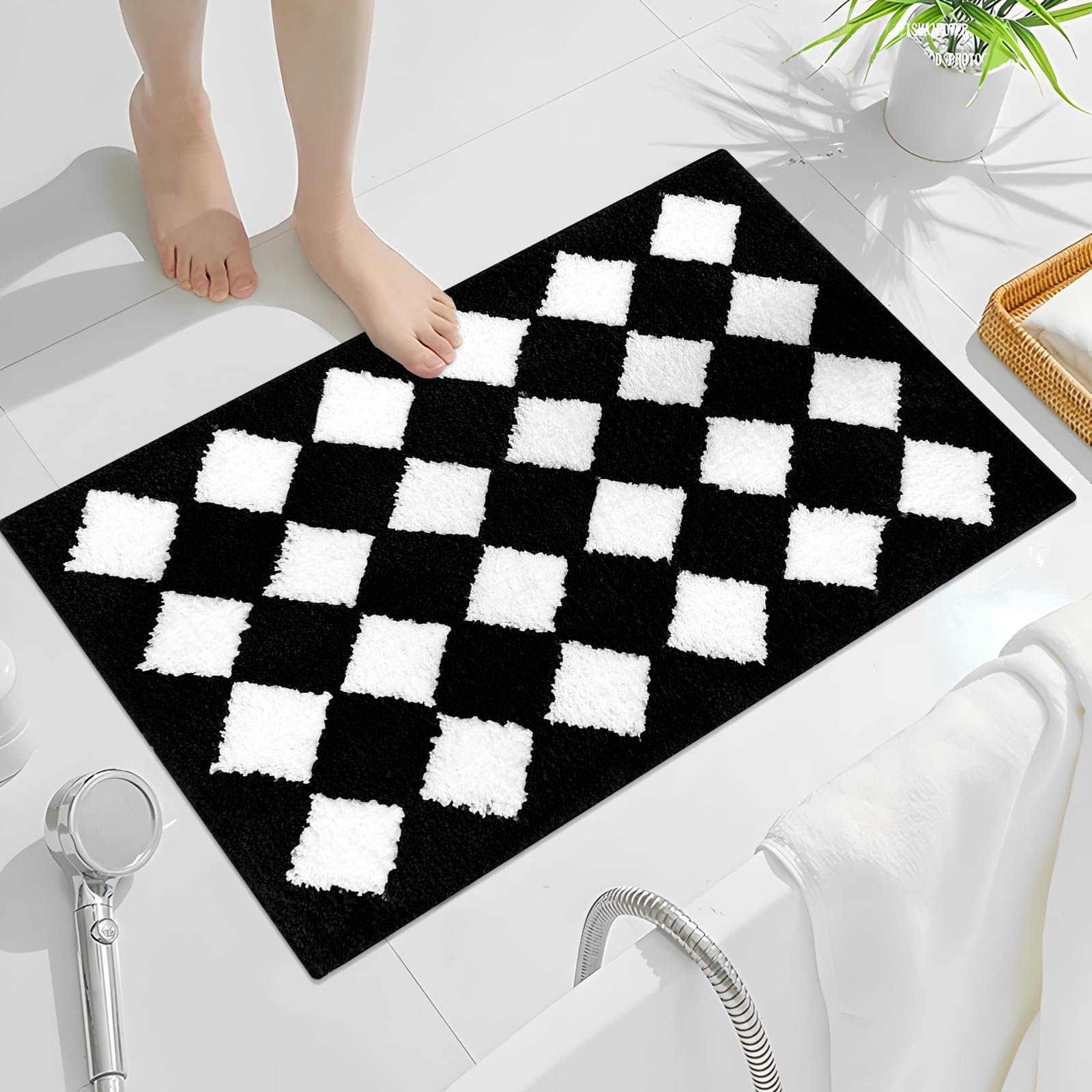 APROPHIC Alfombra de baño antideslizante y absorbente de agua, alfombra de microfibra suave para lavandería, dormitorio, bañera, fregadero, 20 x 30 pulgadas