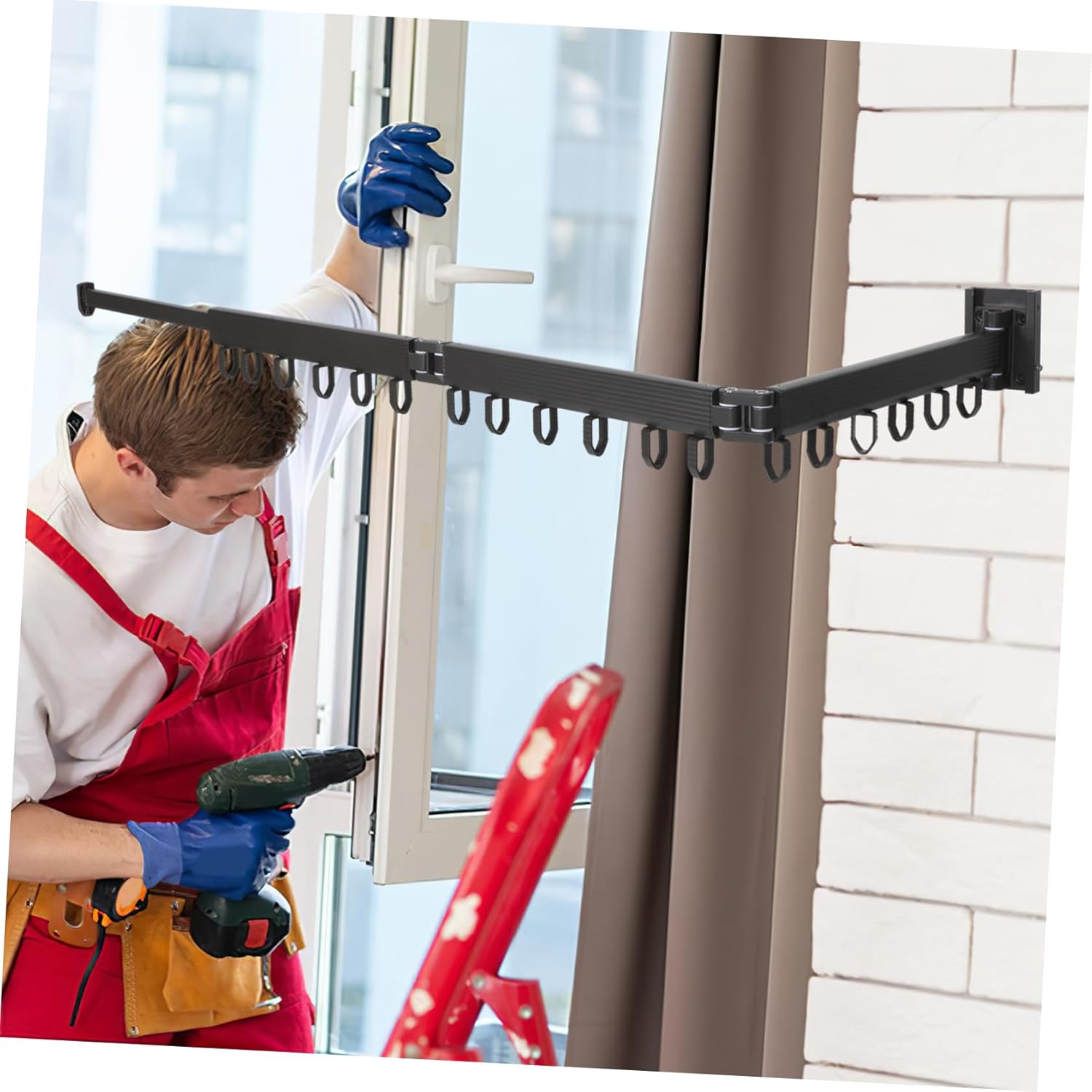 Mobestech Wall Mounted Retractable Clothes Drying Rack Space Saving Laundry Hanger for Indoor Use Easy to Install and Expandable for Balconies and Laundry Rooms