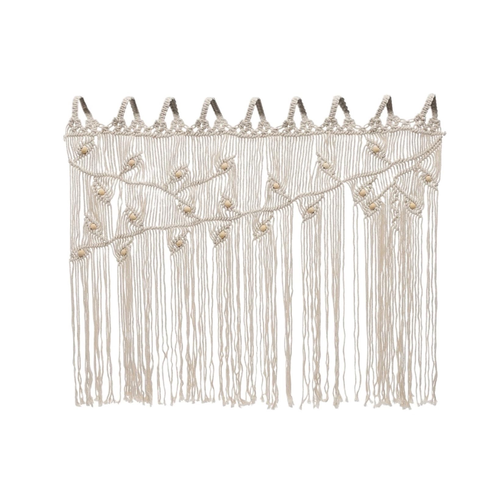 GOXQIT 2 Pcs Woven Curtain Macrame Window Door Wall Hanging Tapestry Handmade Closet Doorway For Home(Beige)