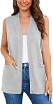 Veryoung Sleeveless Poignée en maille Cardigan V Bouton de cou Bas Casual Waistcoat avec des poches pour femme
