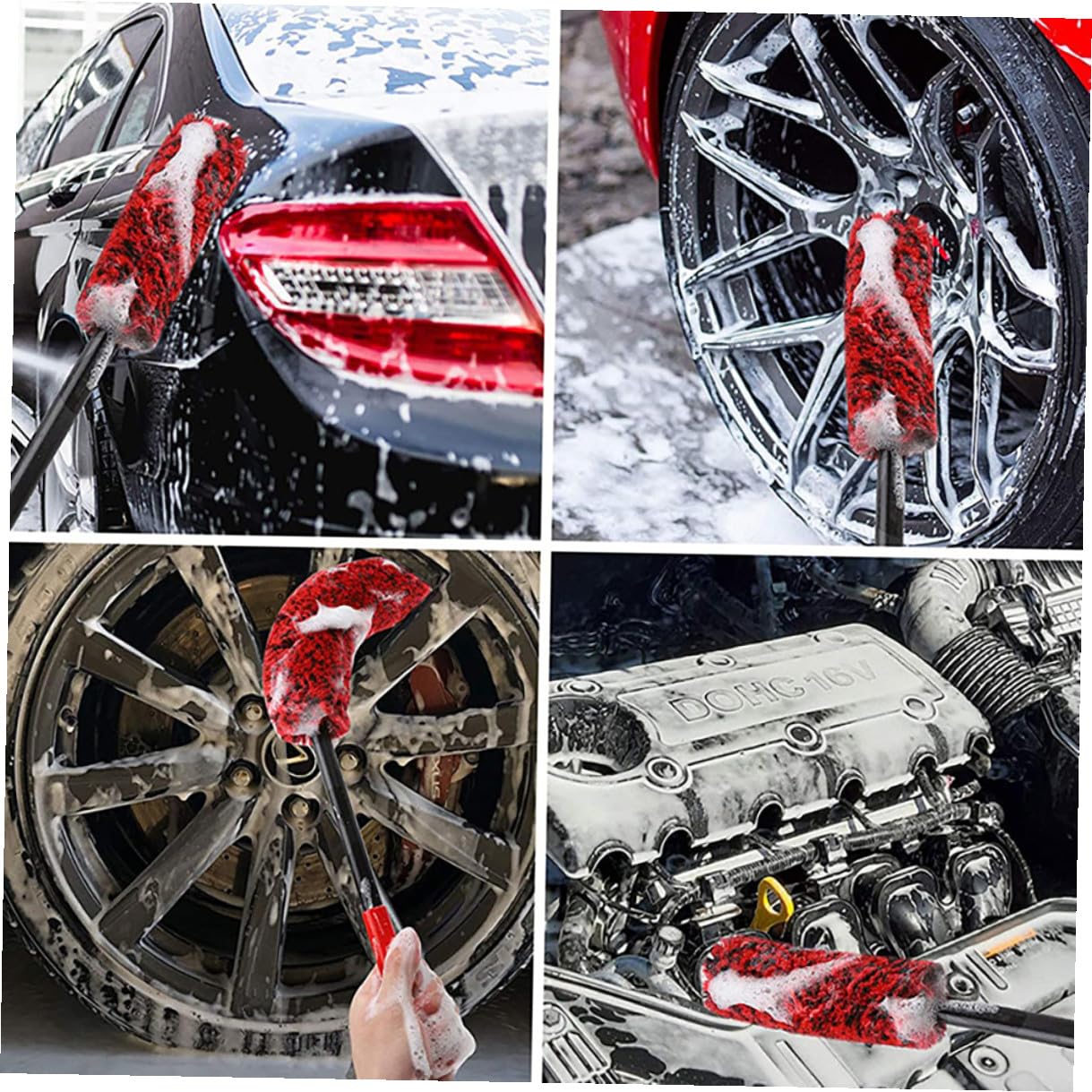 3 Stück Reifenreinigungsbürsten mit Dichten Borsten aus Faser und Pom Praktisches Felgenbürste für Auto Reifenreinigung und Felgendetailing