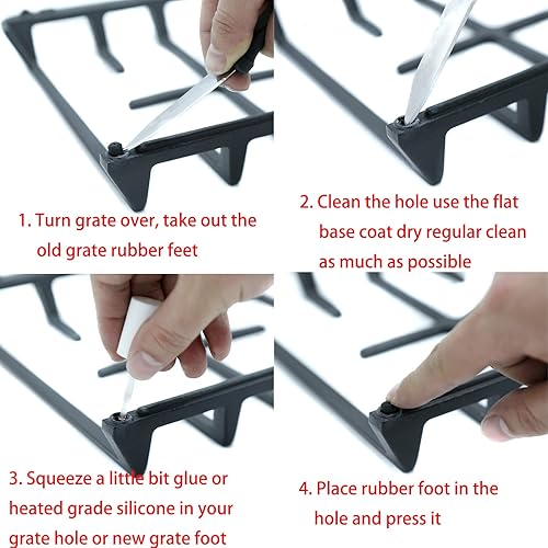 Miniatura 4 de Charbrofire W10919249 Rejilla HP Pies de goma para Whirlpool Range Rejilla Parachoques WFG505M0BS Piezas de repuesto Amana AGR5715QDQ Maytag Gas
