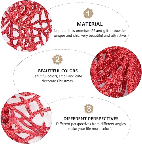 Vista 5 de PRETYZOOM Decoraciones de mariposa con purpurina para árbol de Navidad, mariposa, adorno colgante de mariposa hueca con purpurina para árbol de Rojo