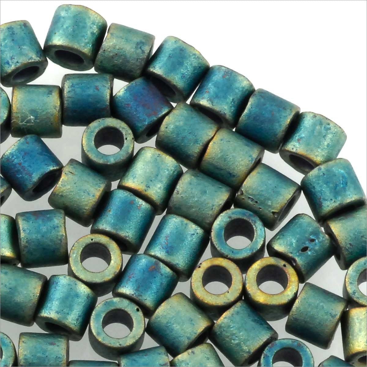 Miyuki Delica Seed Bead 8/0 Metallic Matte Green AB (3 Gram Tube)