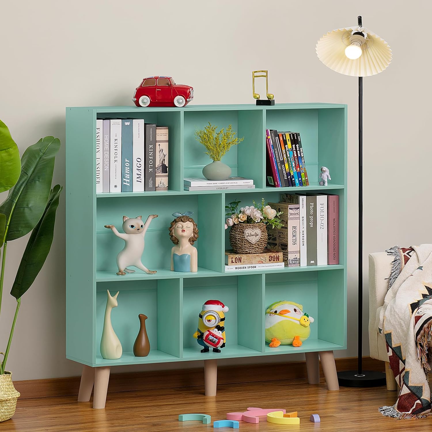 LEYAOYAO 8 Cube Bookshelf Mint-Green