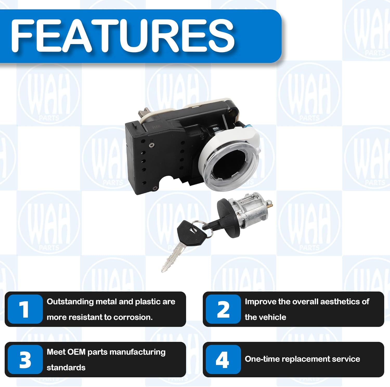 Ignition Switch with Ignition Lock Cylinder Compatible with 1997-2001 Dodge Ram1500 1997-1998 Jeep Grand Cherokee 1997-2000 Dodge Dakota US255L 56021346AB