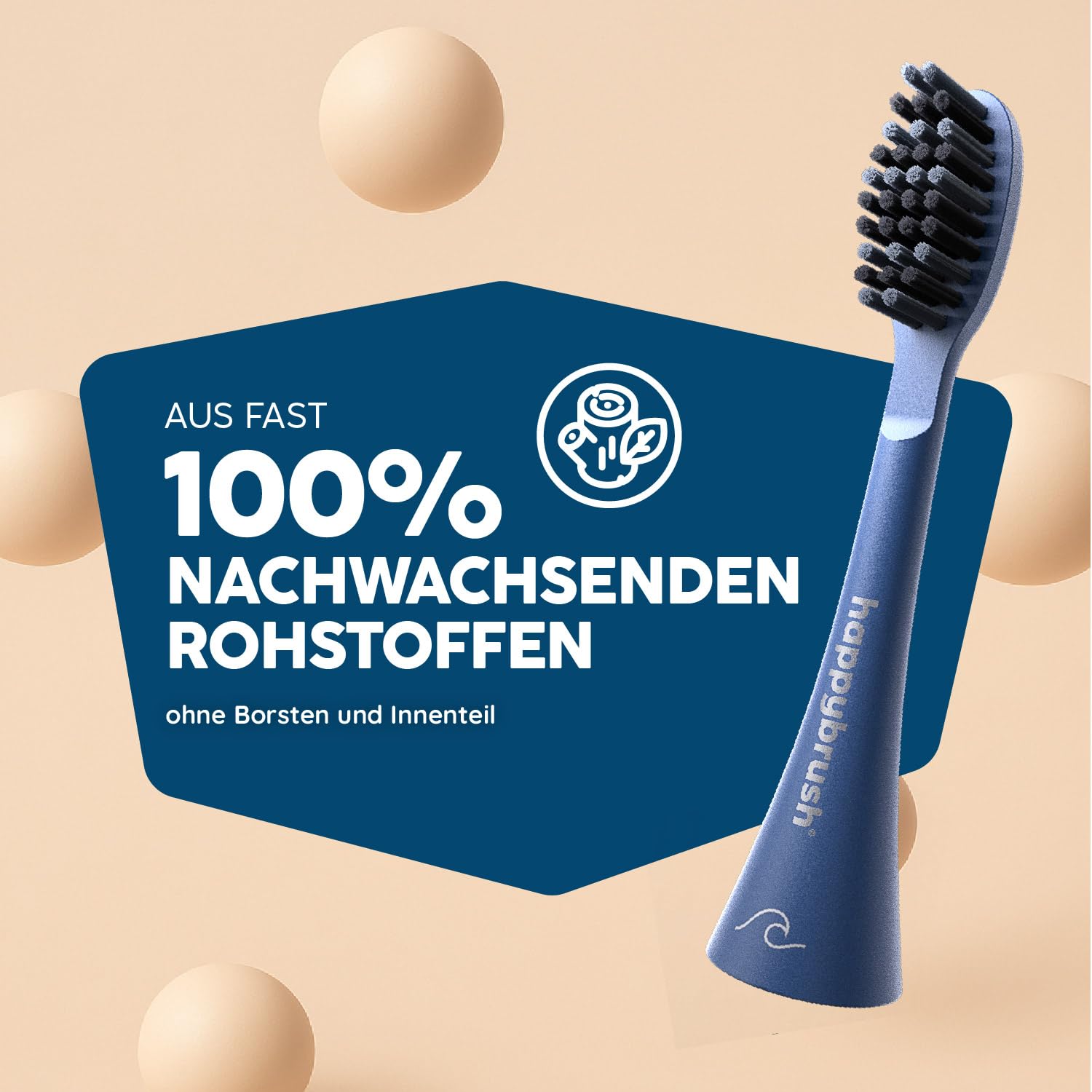 happybrush Aufsteckbürsten 9 Stück für elektrische Schallzahnbürste VIBE 3 | Wechselköpfe mit Icons zur Unterscheidung | Original Ersatzbürsten mit abgerundeten Borsten(Blau/Ocean)
