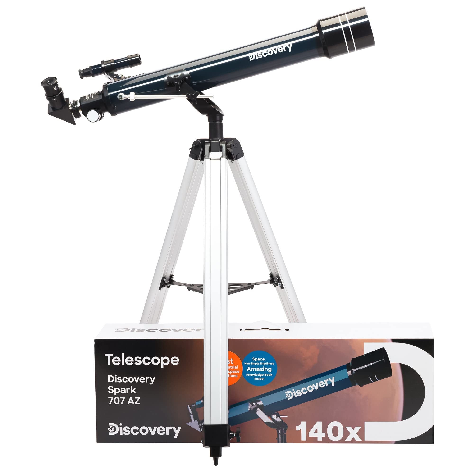 Kit de Ciencia Discovery Spark 707 AZ para Principiantes: Telescopio Ligero para Observaciones Diurnas y Nocturnas, Trípode Robusto, Libro de Astronomía (ES) y Accesorios
