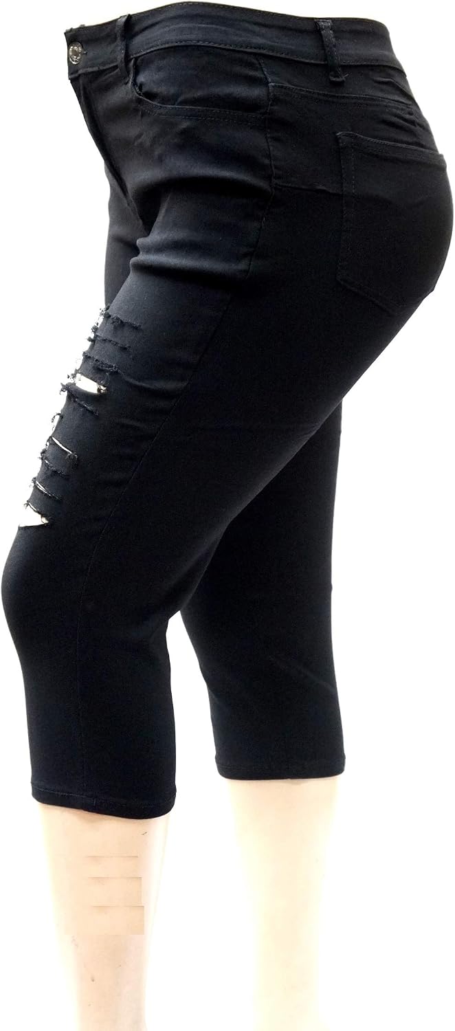 1826 Jeans Jack David Women's Plus Size Capri Bermuda Pull On Short Curvy Denim Jean