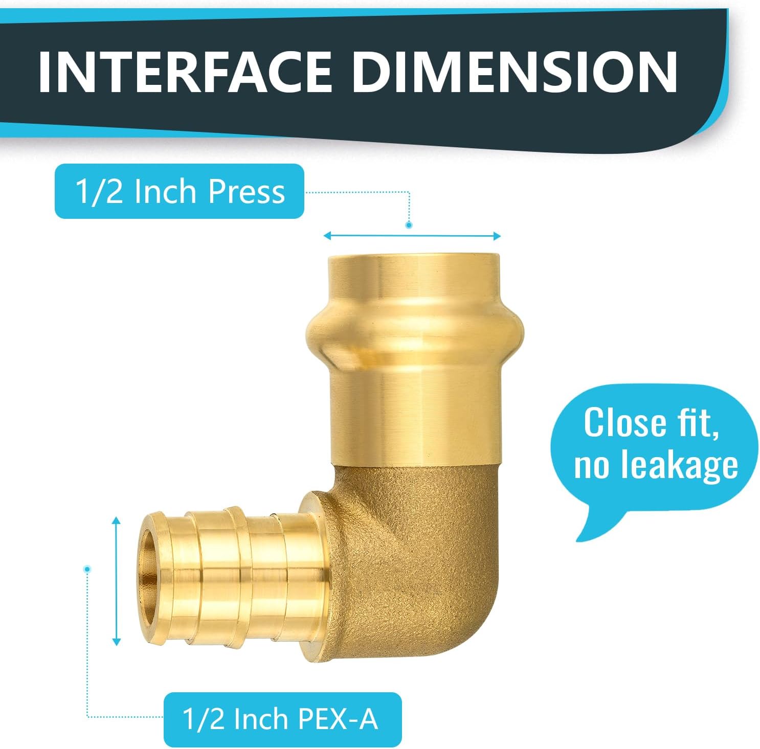 (Pack of 10) Seelink 1/2"Copper Press x 1/2"PEX Expansion Elbow, Brass Construction Fitting for Copper and Pex-A Pipe Connectione(PRESS095)