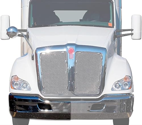 Miniatura 3 de KOZAK Esquina de extensión de acero cromado con soporte, lado derecho del pasajero compatible con Kenworth T680, incluye 2 limpiaparabrisas de 22