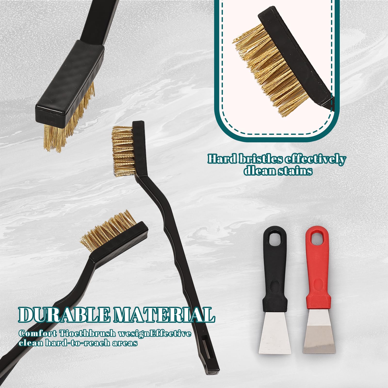 Mini Brass Brush Set - 12 Pcs with Curved Handles -7
