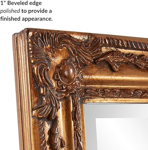 Miniatura 2 de Howard Elliott Queen Ann - Espejo de pie con hoja de oro antiguo, espejo rectangular de cuerpo completo con marco de madera con ribete de cuentas,