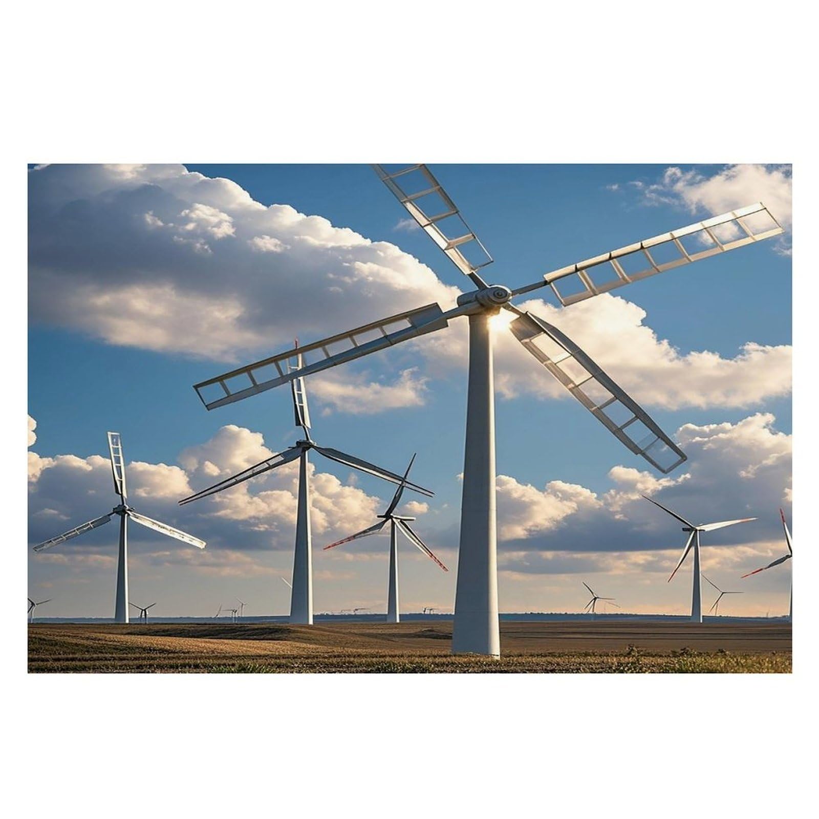 Windmills Placemats Flax Place Mats for Dining Table Rectangle Non-Slip Table Mats Heat Resistant Washable Placemat for Kitchen Home Decor Party Outdoor 12" X 18"
