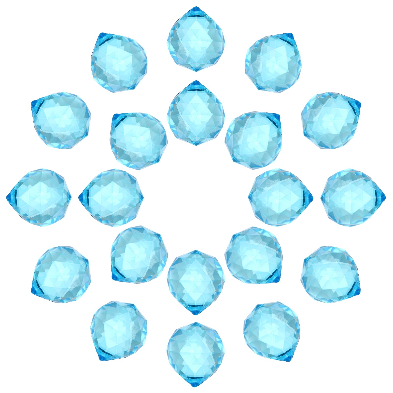 sourcing map 20Pack Crystal Ball Prism, 20mm/0.8" Decorative Ball Sun Shine Catcher Suncatcher Beads for Chandelier Window Wedding Decoration Home Decor, Light Blue