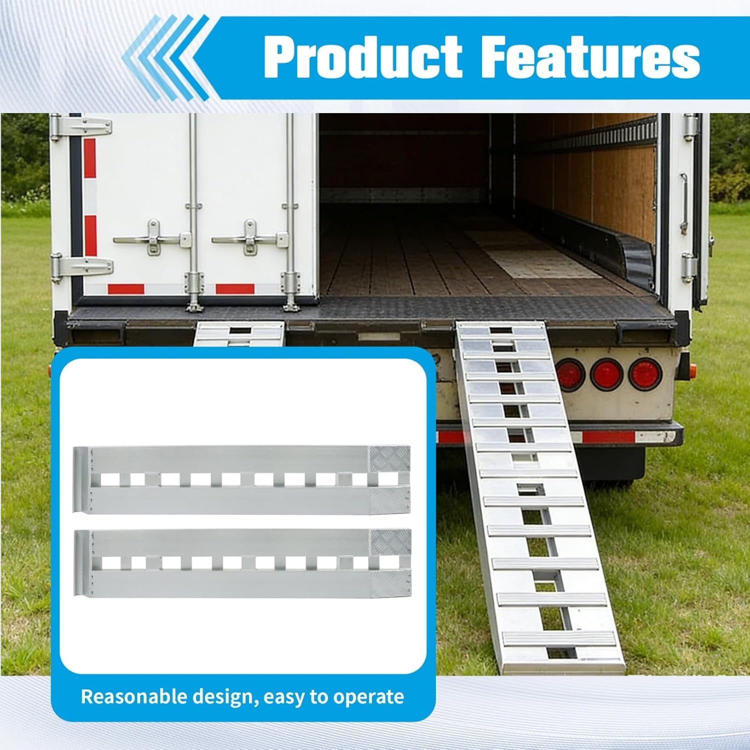 LABLT 60 inch X 12 inch 1 Pair Aluminum Ramps Trailer Ramps 6000LBS Hook Ramp Attachment End