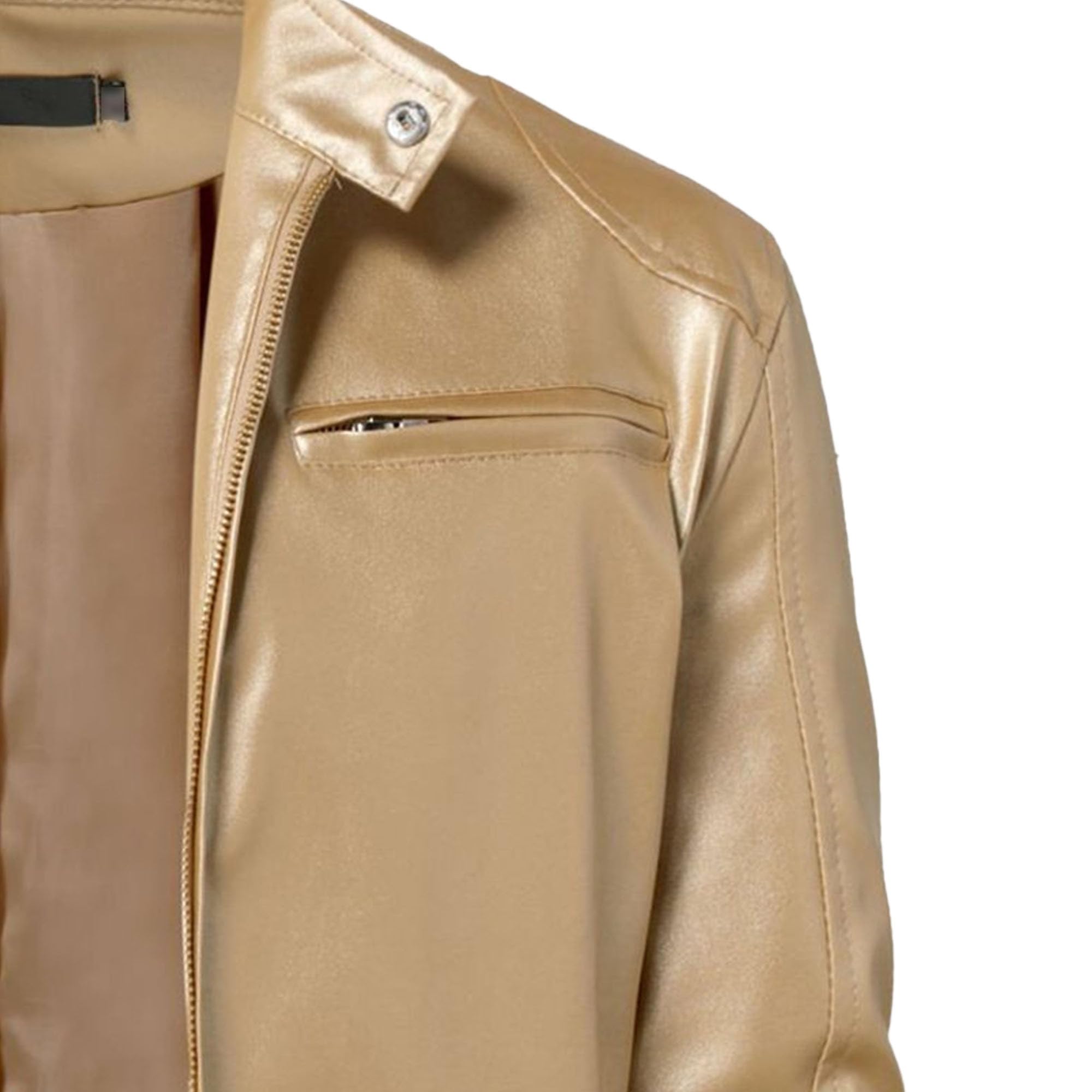 ZDJSWJ Hommes similicuir zippé veste col montant cuir moto veste léger baseball vêtements pu manteau