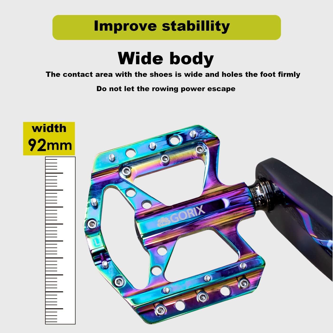 GORIX Bike Flat Pedals Oil Slick Wide Lightweight with Non-Slip Spike Pin Road Mountain MTB Bicycle(GX-FY251)