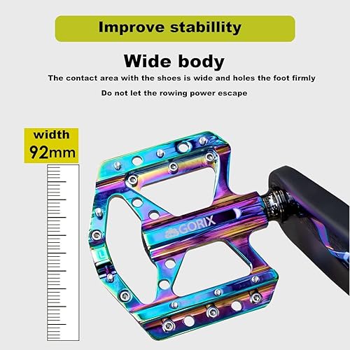 Miniatura 5 de GORIX Pedales planos de bicicleta aceite Slick ancho ligero con pin antideslizante Spike Road Mountain MTB bicicleta (GX-FY251)