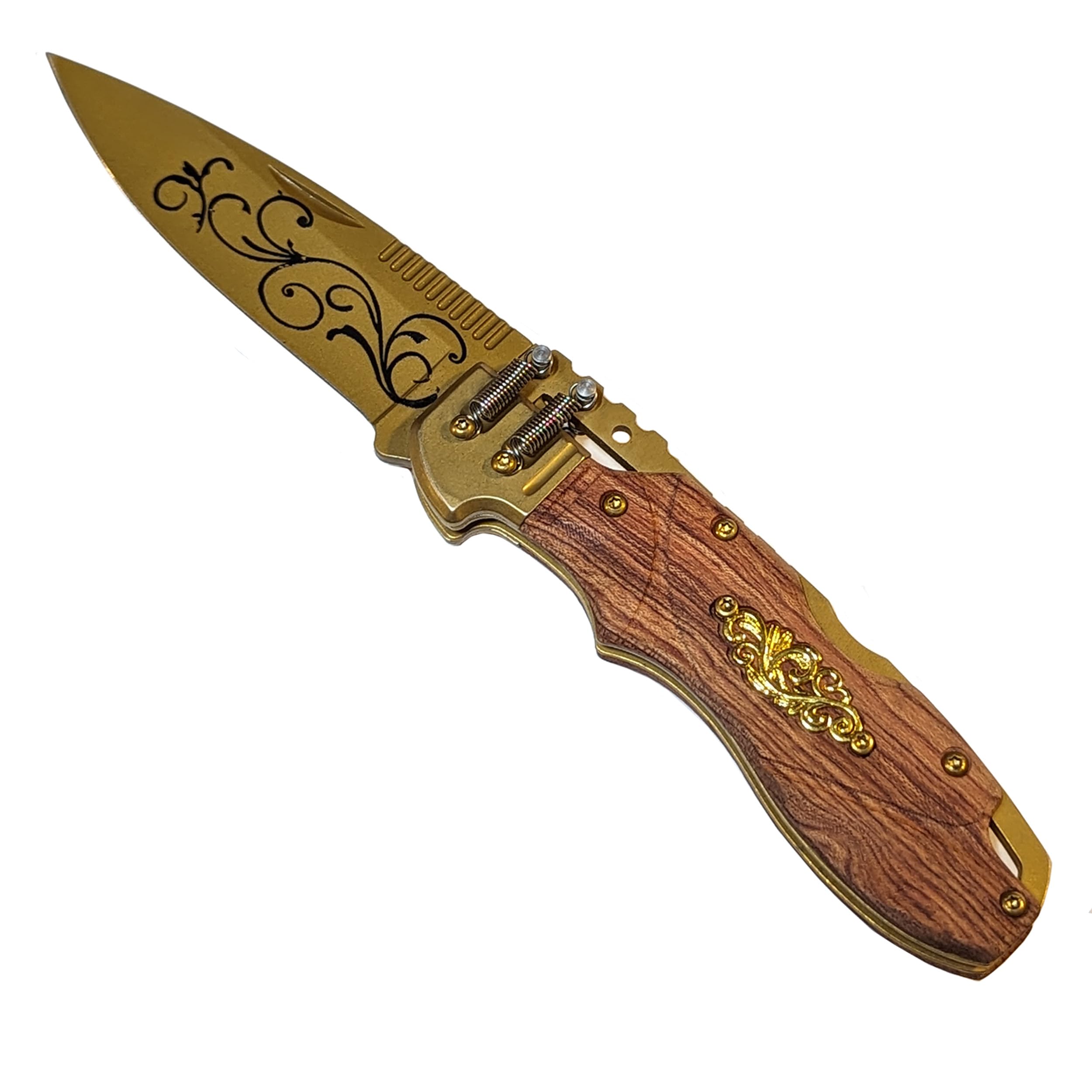 NLX 8" Steampunk Design Lockback Pocket Folding Knife With Coated 420 Stainless Steel Blade. For Collection, Everyday Ccarry and Outdoor Activity Tool