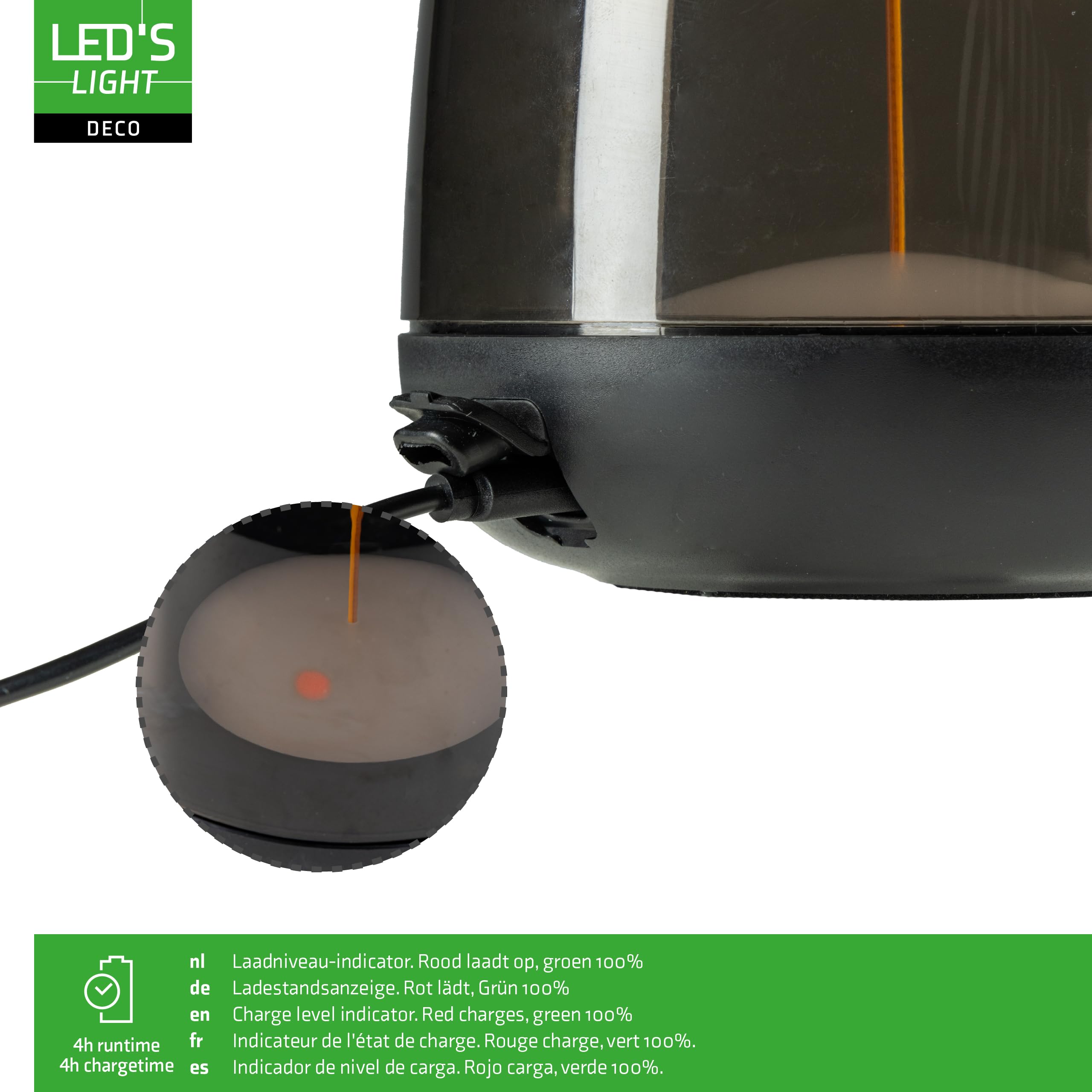 LED's light LED-Tischlampe mit Akku 2700K Warmweiß & RGB – Touch-Dimmer, USB-C, IP44, Rauchglas – Stimmungslicht für Innen & Außen