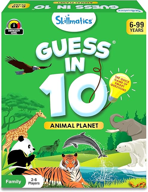 Skillmatics Guess in 10 Animal Planet | Card Game of Smart Questions | Super Fun for Travel & Family Game Night | Gifts for Ages 6 and Up