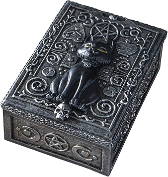 Pacific Giftware Fortune Telling Black Cat Reader Design Sculptural Tarot Box Jewelry Trinket Keepsake Fengshui Lucky Talisman Home Accent Decor 5.25" L