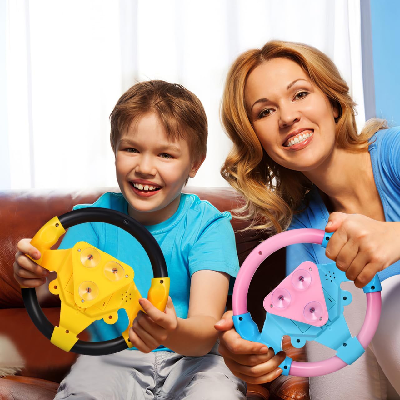 Ciieeo 2Pcs Pretend Play Steering Wheel Realistic Driving Simulation for Ergonomic Design with Sound Effects for Early Educational Fun - Image 2