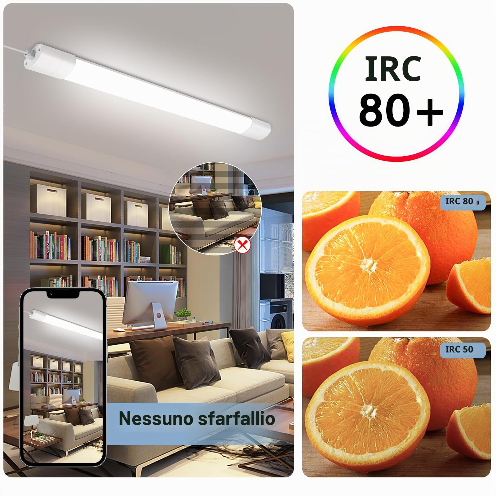 Plafoniera LED Lineare da Soffitto 120 CM - 36W - con Chip LED ad Alte Prestazioni - Lampada Rettangolare 4400 Lumen IP65 per Parete, Garage, Negozio - Tubo - Luce 4000K Bianca Naturale