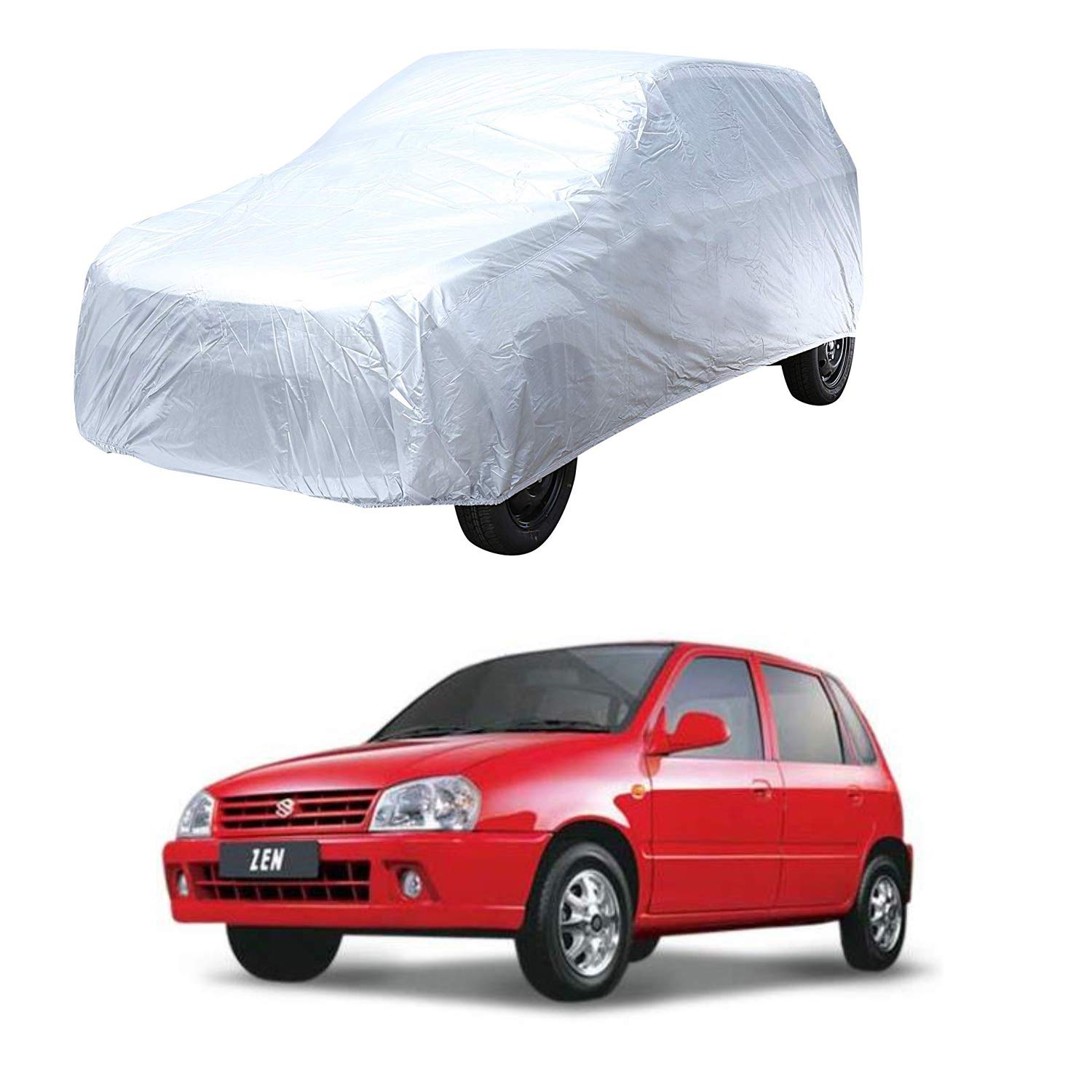 AutoRetail Car Body Cover for Maruti Suzuki Zen (2002) (Without Mirror Pocket) (Silver Matty)