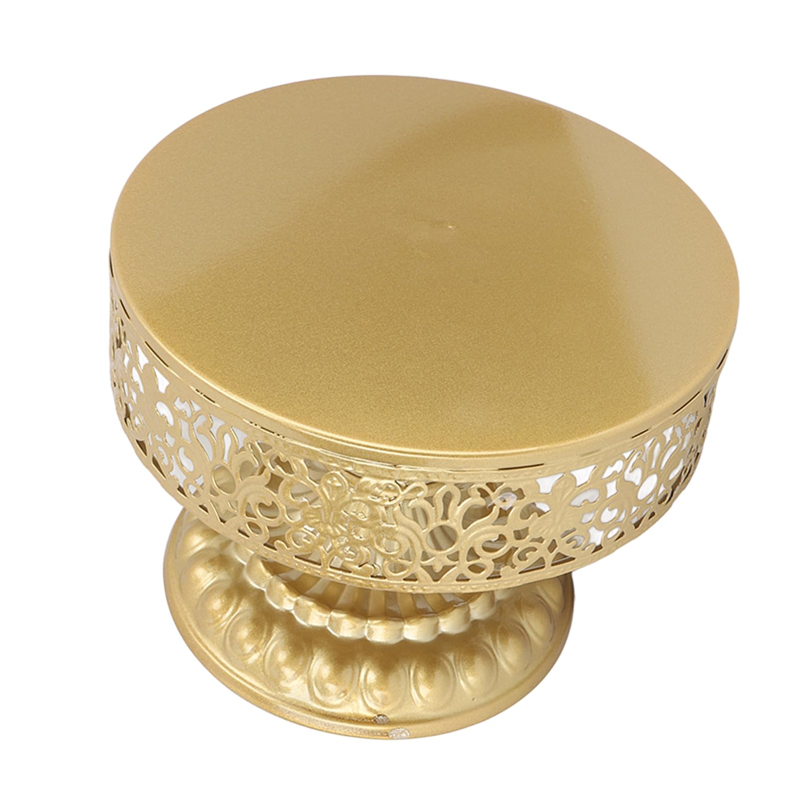 Soporte Redondo Brillante Dorado para Tartas y Magdalenas, Metal Decorativo (11.5x12in)