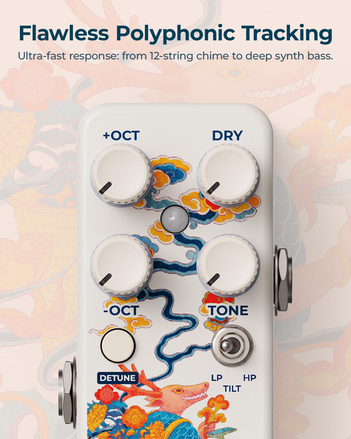 Leap - Pedal de octava polifónica para octava y congelación, pedal de efectos de guitarra con desintonización multifase y filtro de tres modos, cambio de seguimiento rápido para acordes de