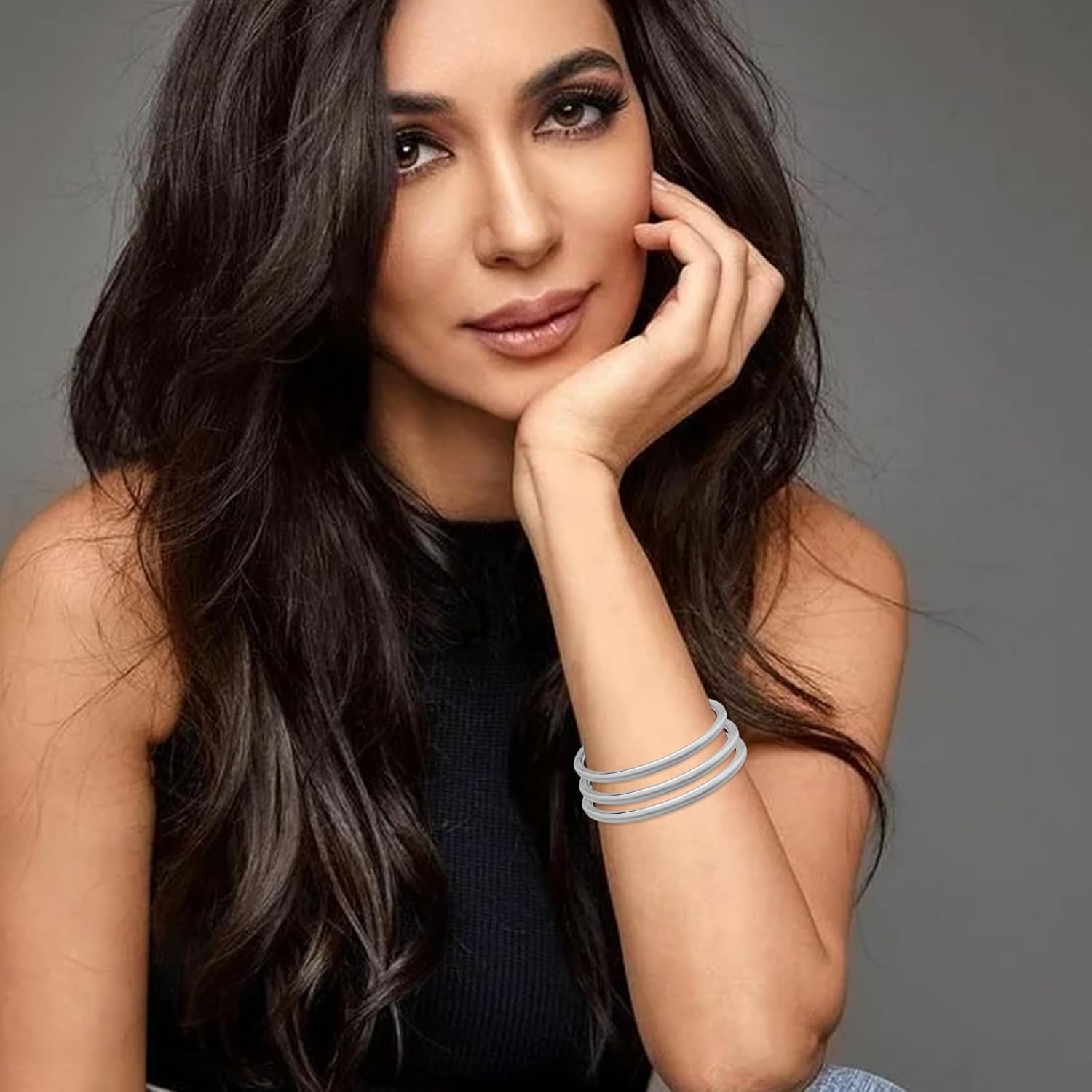 YBMYCM 3 Pack Gold-plated Bangle Bracelet for Women Classic Lightweight Stacking Stainless Steel Bracelet 18K Gold-plated Open Bangles Gift Jewelry - Image 5