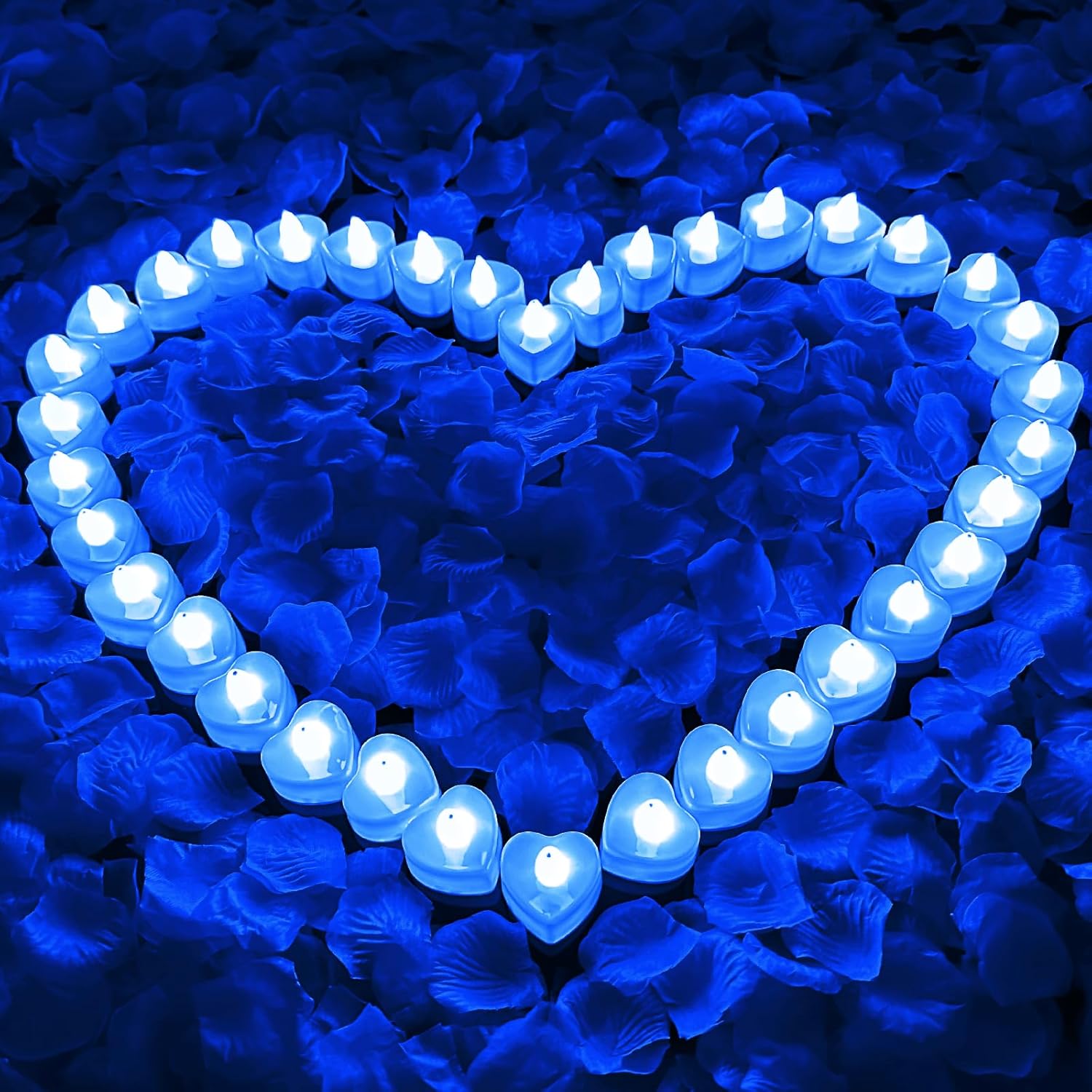 3000Pcs Red Rose Petals with 36Pcs LED Tea Lights Candles, Romantic Gifts for Her, Special Night, Date Night Ideas, Wedding, Anniversary, Proposal