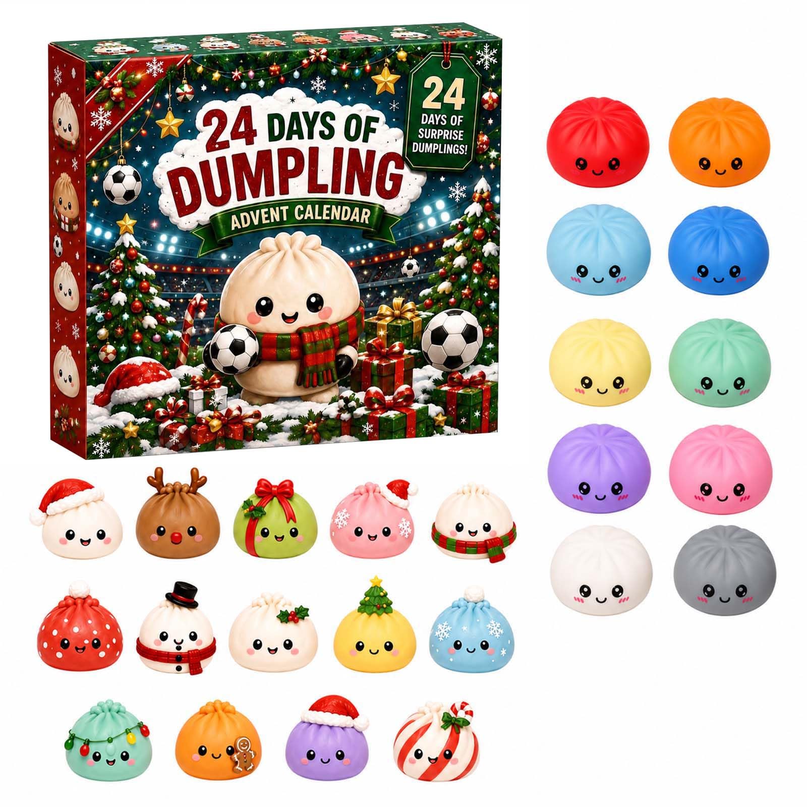 Christmas Squishies Advent Calendar 2026,24 Days Dumpling Squishies