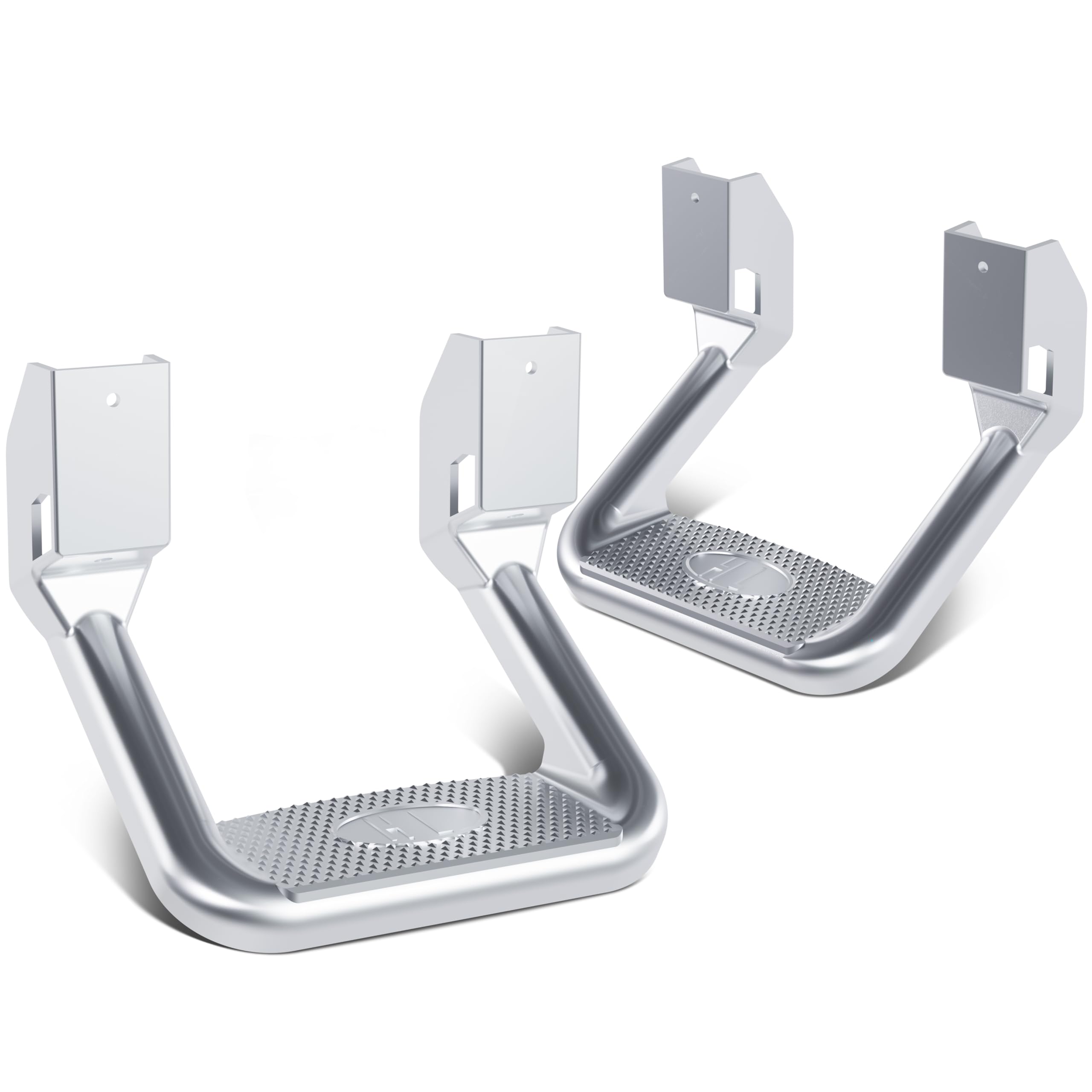 Kojem 2 Pcs Universal Side Step Compatible with 1967-2020 Chevy Chevrolet GMC Ford Isuzu Mitsubishi Dodge Jeep Nissan Toyota Mazda Side Hoop Step Polishing Silvery Aluminum