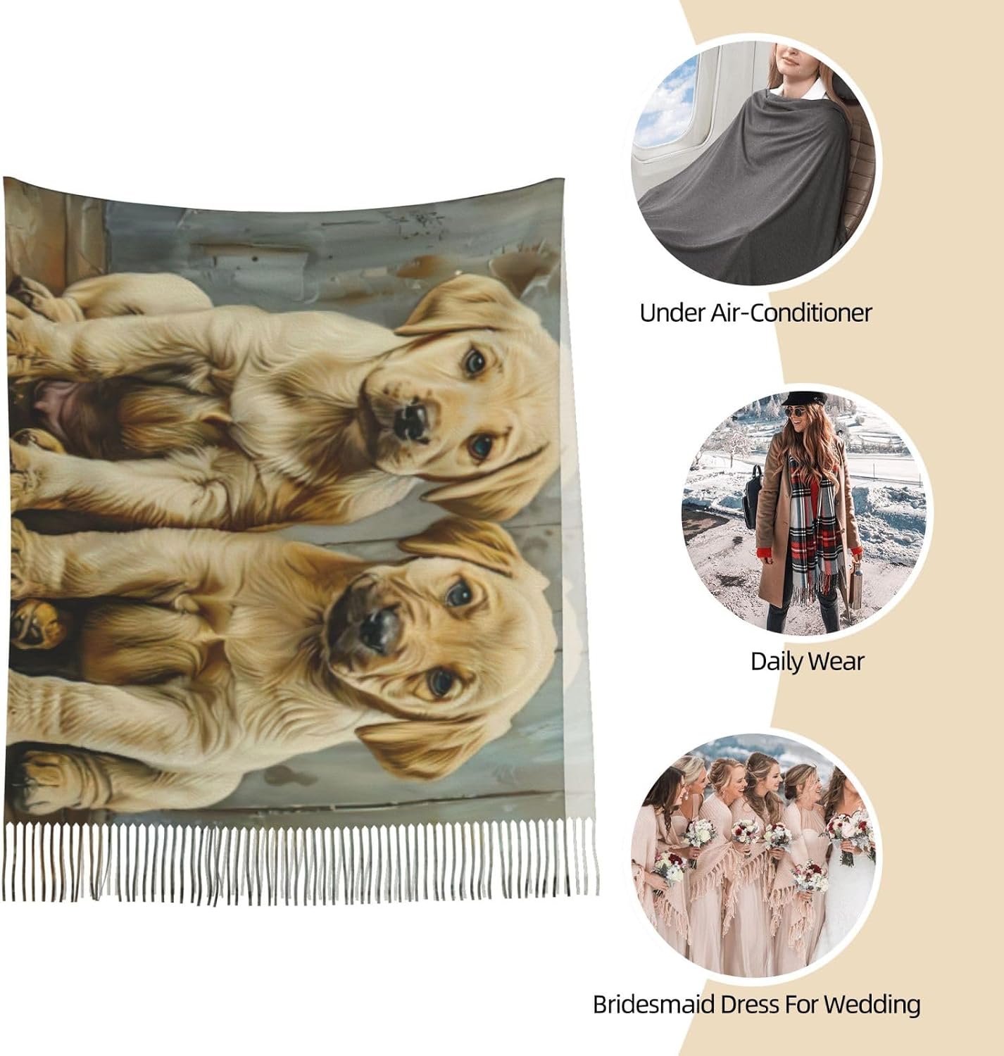 puppies dog print Winter Christmas Scarf for Women Winter Scarf for Menâ€™s & Women's Scarves Christmas Gift