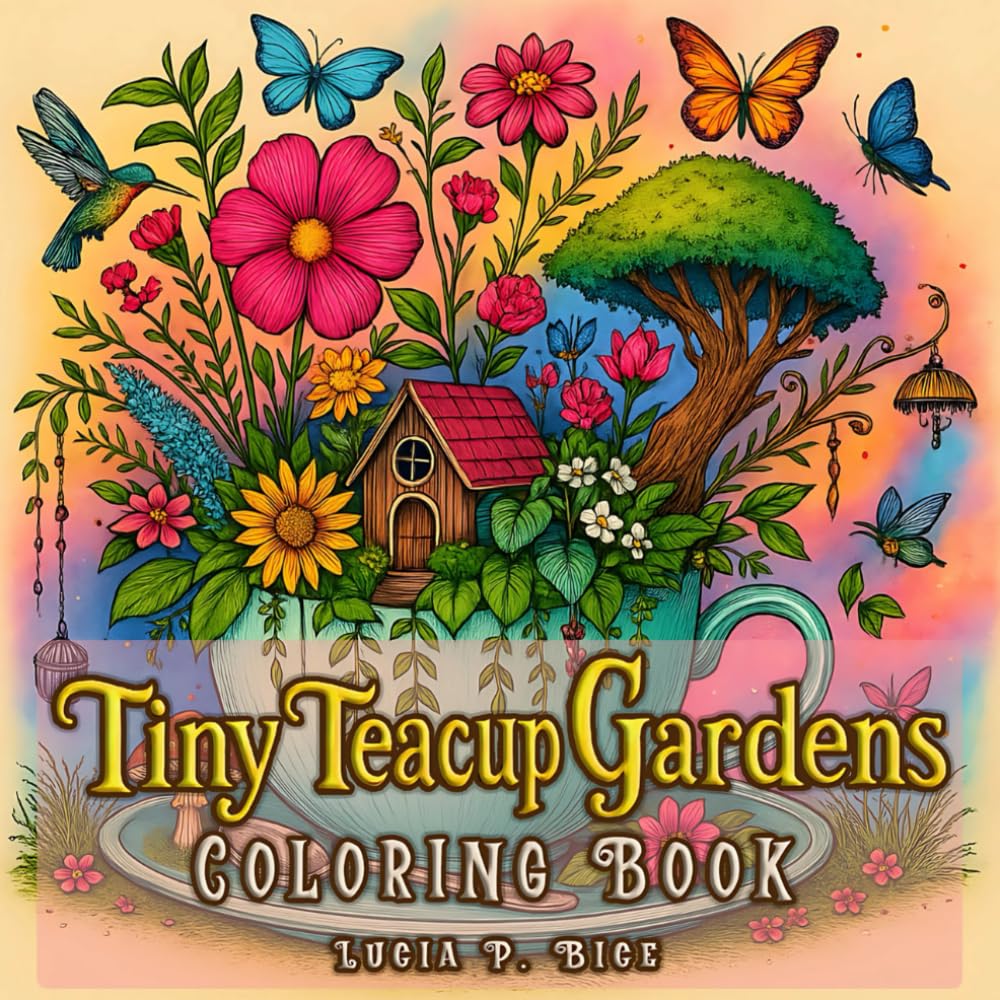 Tiny Teacup Gardens Coloring Book: Cute and Easy Floral Designs Featuring Comfy Teacups, Teapots and More for Teens and Adults (Cute Teacups Coloring Books)