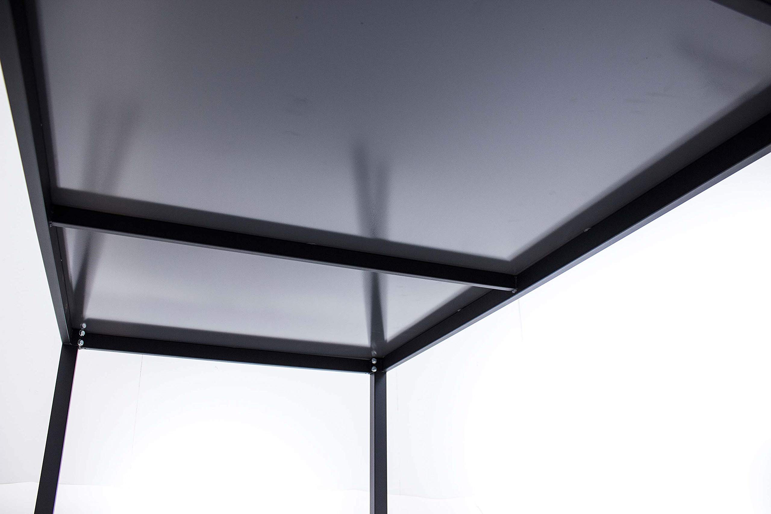 AVANTI TRENDSTORE - Sedico - Tavolo da giardino, in metallo nero con superficie in vetro grigio. Disponibile in 2 diverse misure. (LAP 150x72x90 cm)