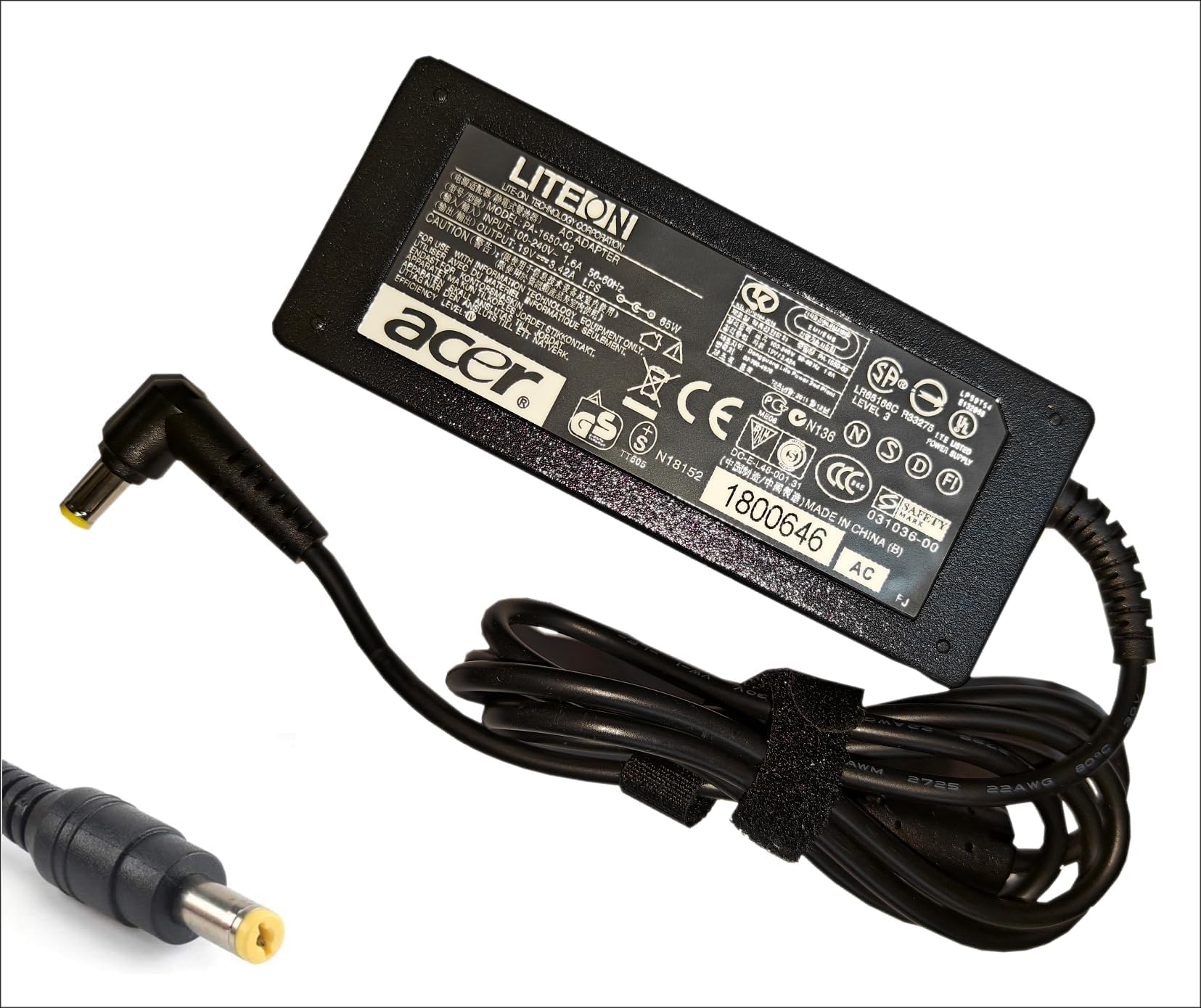 Acer' 65W Adapter-Charger for Aspire. E5 E5-576 A315 A315-21 N19C3 E5-575 PA-1650-86 E1 E15 N16Q2 N19C1 Aspire, 3 5 M5 R3 N17C4- (with Power Cable)-picture-12